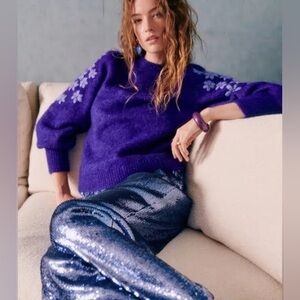 Sezane Luke Sweater in Purple, Size XS